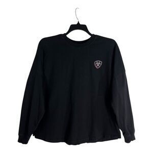 Ariat Women Real Oversized Sweatshirt XL Black Rodeo Western Wear Cowgirl